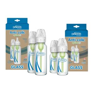 Dr Browns Natural Flow Anti Colic Glass Baby Bottles 4-Pack BPA Free Made in USA
