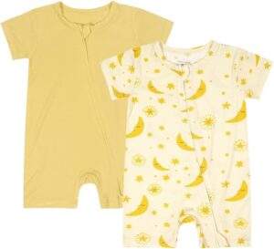 Teach Leanbh Bamboo Viscose Romper Set – Short Sleeve, 2‑Way Zipper Sleep and Play