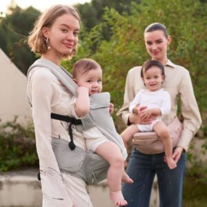 Momcozy Baby Carrier with Hip Seat AirMesh Grey ergonomic hands-free 2-in-1 baby carrier