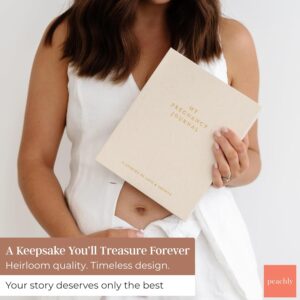 Peachly Pregnancy Journal with linen hardcover and guided pregnancy pages
