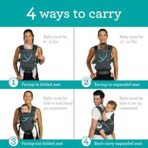 Infantino Carry On Active Baby Carrier – ergonomic multi-pocket 4-position carrier gray