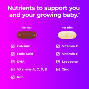 One A Day Pre-Pregnancy Multivitamin Softgels for Men and Women with bottle duo on bed