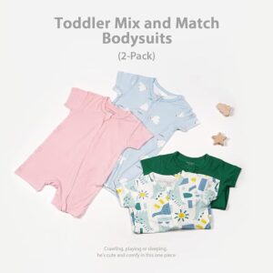 Teach Leanbh Bamboo Viscose Romper Set – Short Sleeve, 2‑Way Zipper Sleep and Play