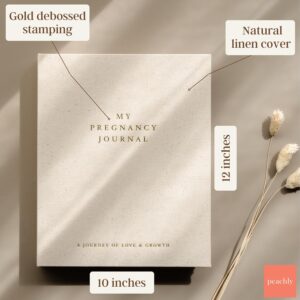 Peachly Pregnancy Journal with linen hardcover and guided pregnancy pages