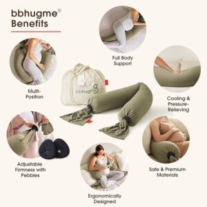 Cuddobaby 5-in-1 Pregnancy Pillow in blue with cooling BreezeFlex cover and travel tote