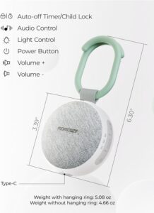 Momcozy Portable Sound Machine with clip-on design and infinite dimmable night light
