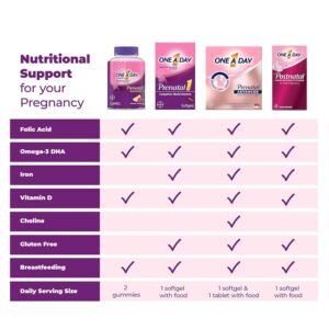 One A Day Prenatal Multivitamin Gummies bottle, 120 count, raspberry and orange flavor