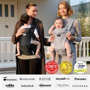 Momcozy Baby Carrier with Hip Seat AirMesh Grey ergonomic hands-free 2-in-1 baby carrier