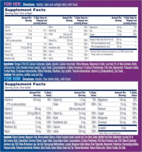 One A Day Pre-Pregnancy Multivitamin Softgels for Men and Women with bottle duo on bed