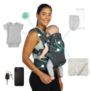 Infantino Carry On Active Baby Carrier – ergonomic multi-pocket 4-position carrier gray