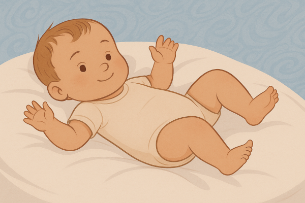 Comfort and Care: Baby in Organic Cotton Clothing Baby wearing breathable cotton clothing lying on a soft blanket